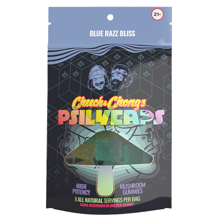Cheech & Chong's Psilycaps Mushroom Gummies Blue Razz Bliss - 8 Ct